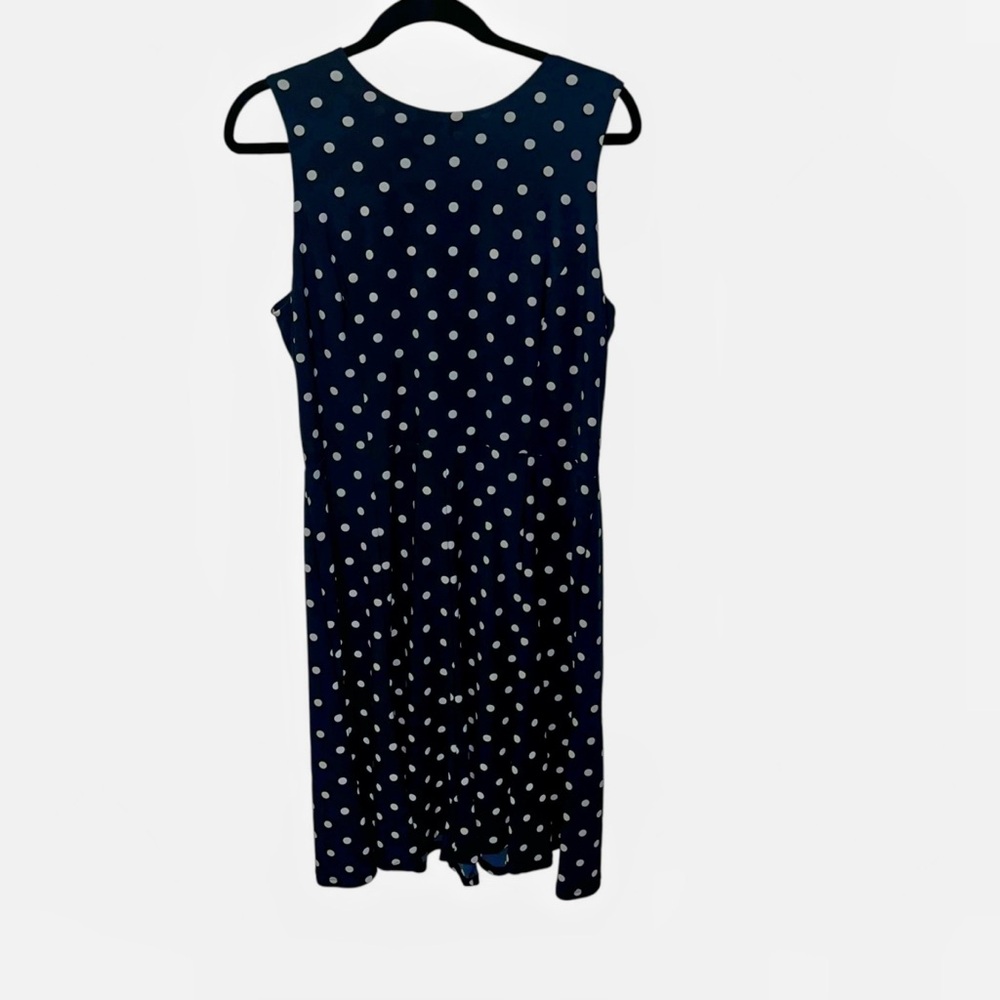 Ralph Lauren navy blue white polka dot dress size 14